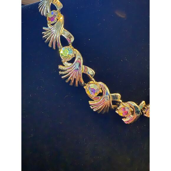 Vintage MCM Adjustable Statement Choker Necklace Aurora Borealis Crystal Silver - Picture 7 of 16